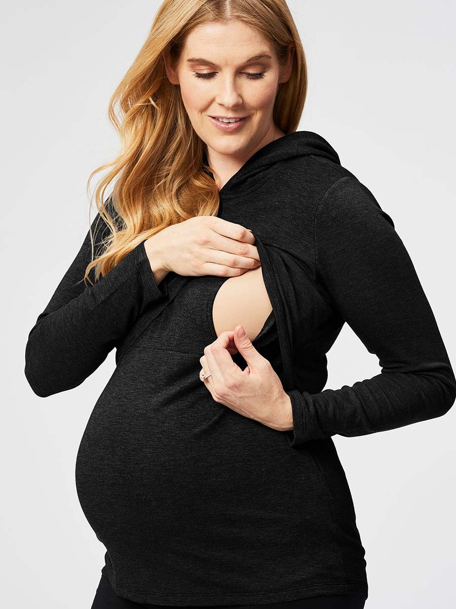 hot chocolate nursing hoodie - black