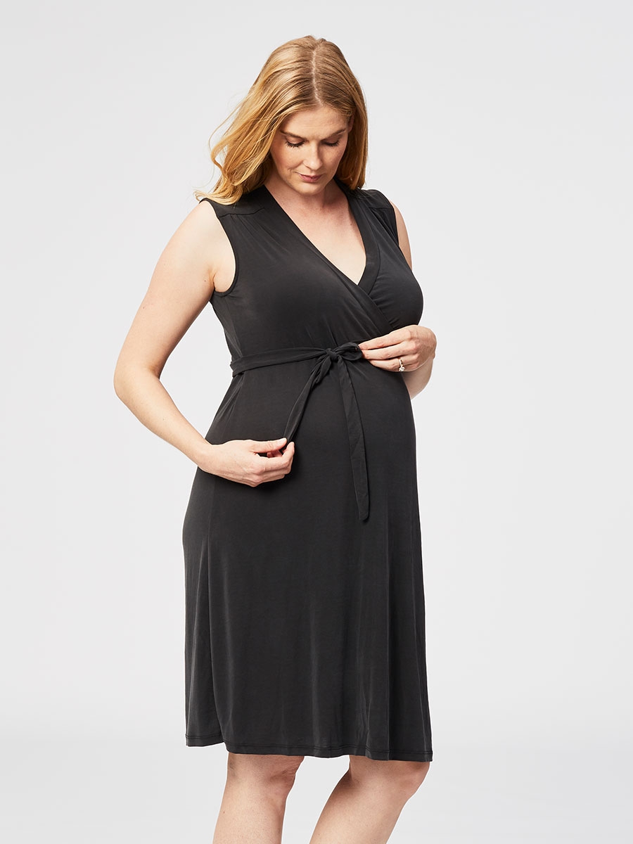 malt nursing wrap dress - black