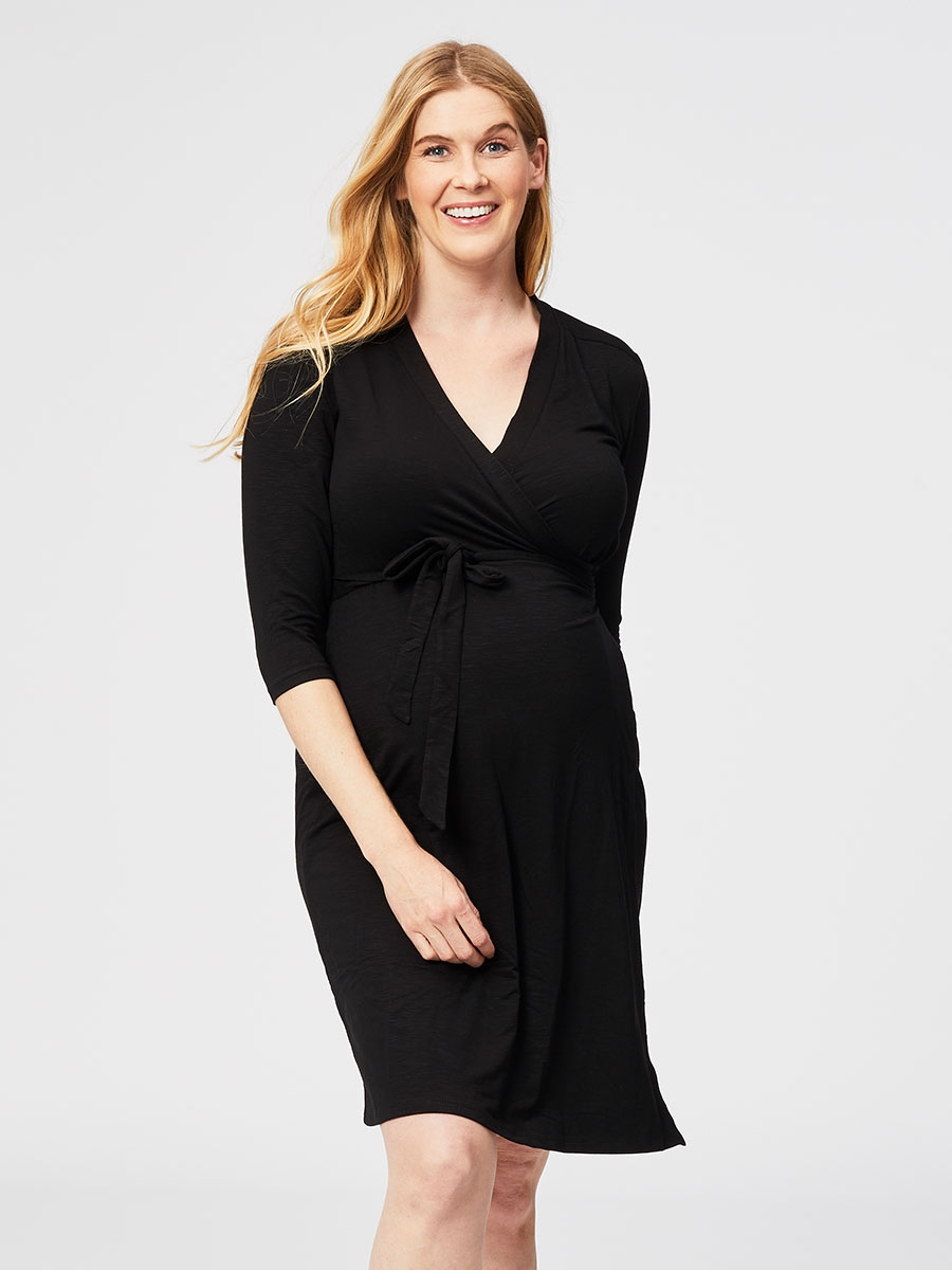 Cake Maternity Custard 3/4 Sleeve Maternity Dress