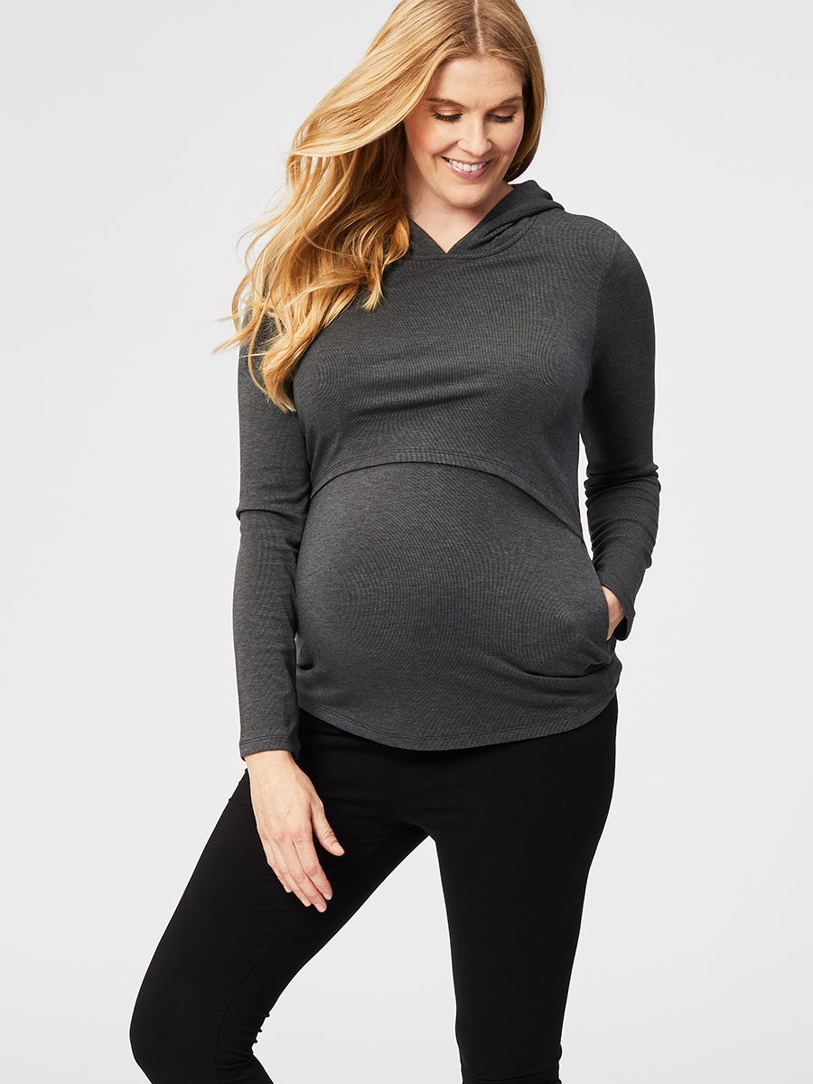 hot chocolate nursing hoodie - charcoal
