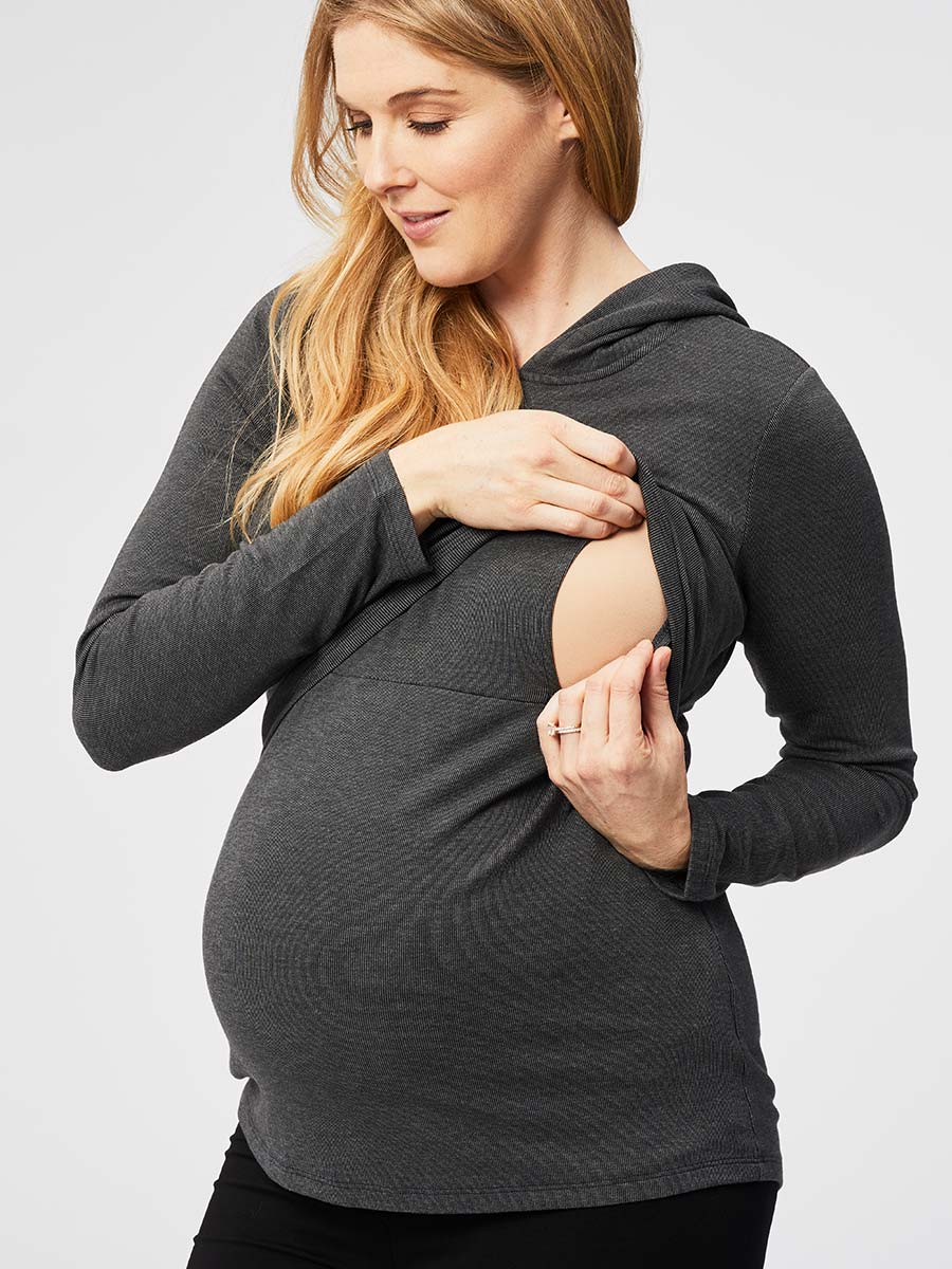 hot chocolate nursing hoodie - charcoal