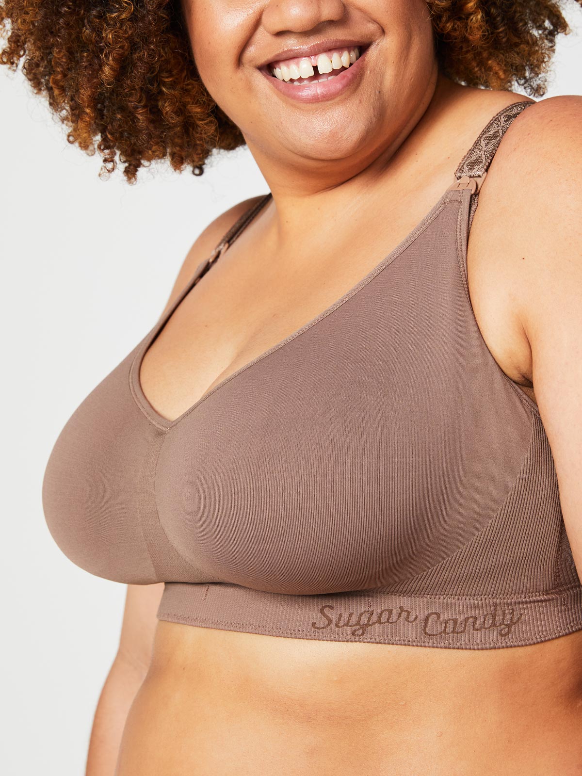 popping candy nursing bra - cocoa