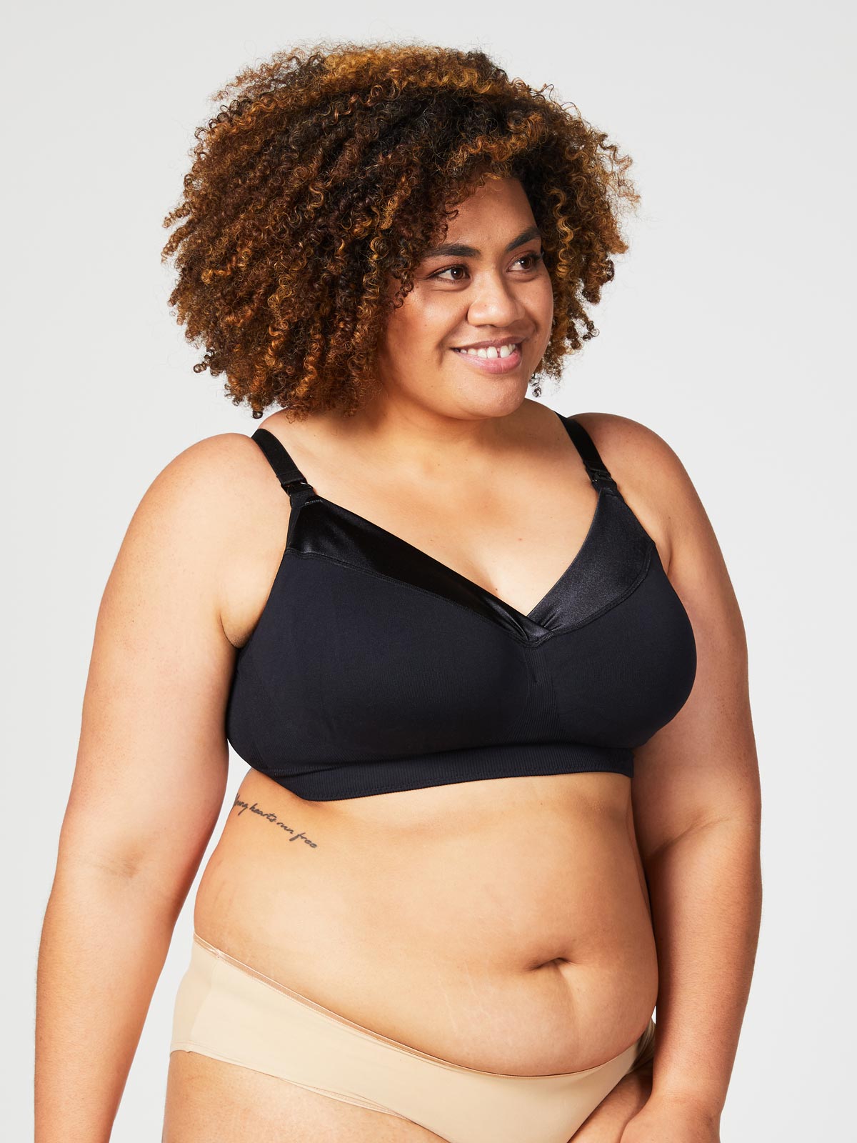 ribbon candy nursing bra - black