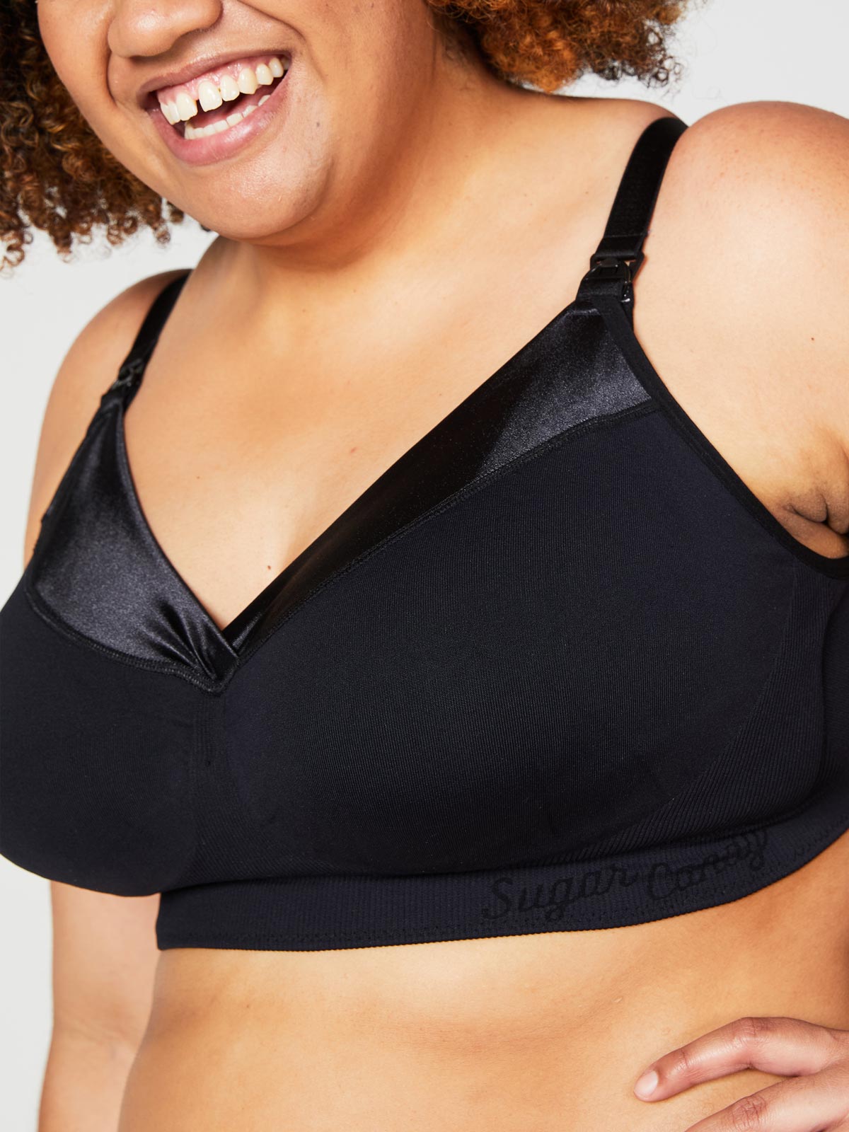 ribbon candy nursing bra - black