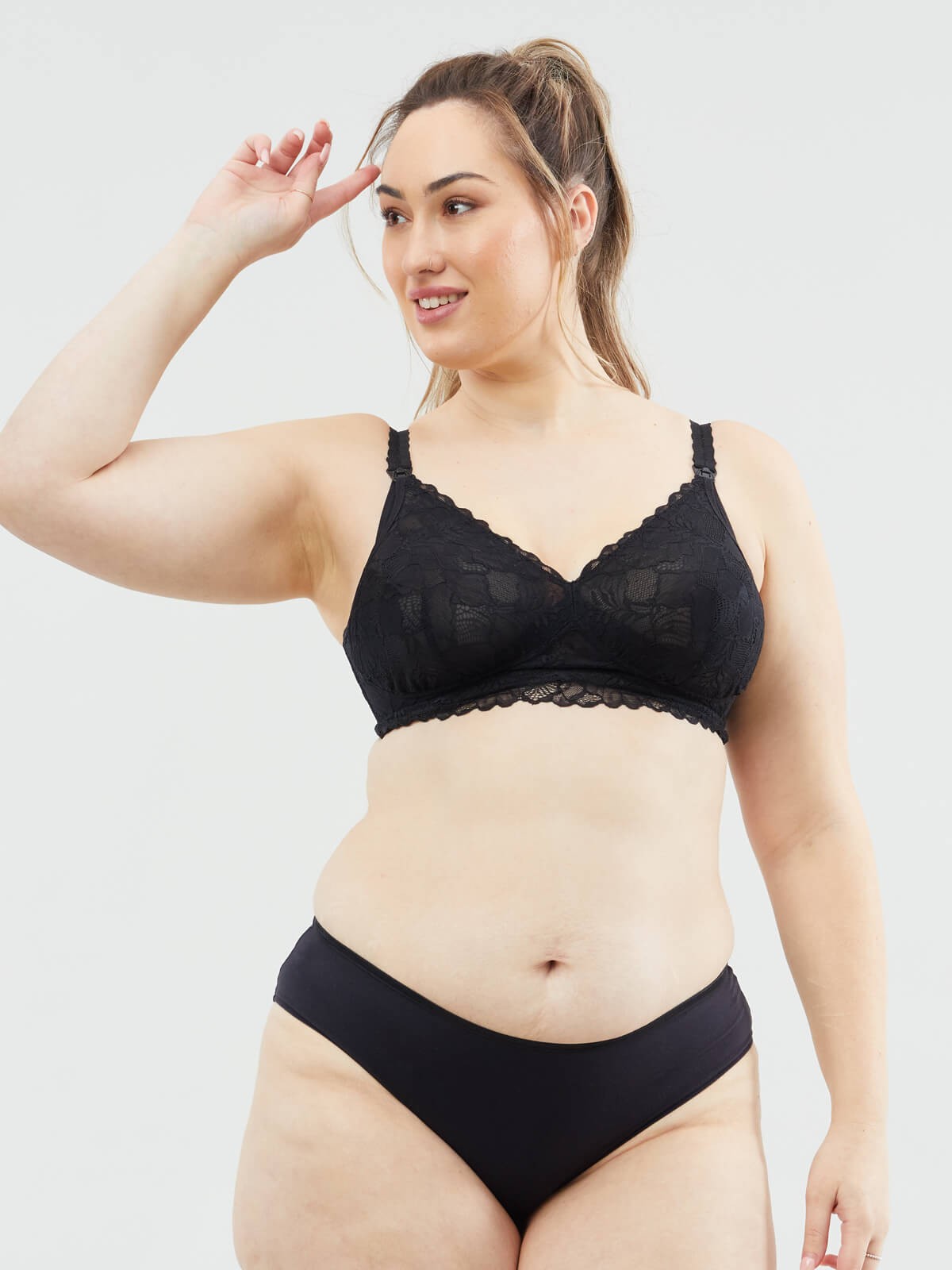 chantilly nursing bralette - black