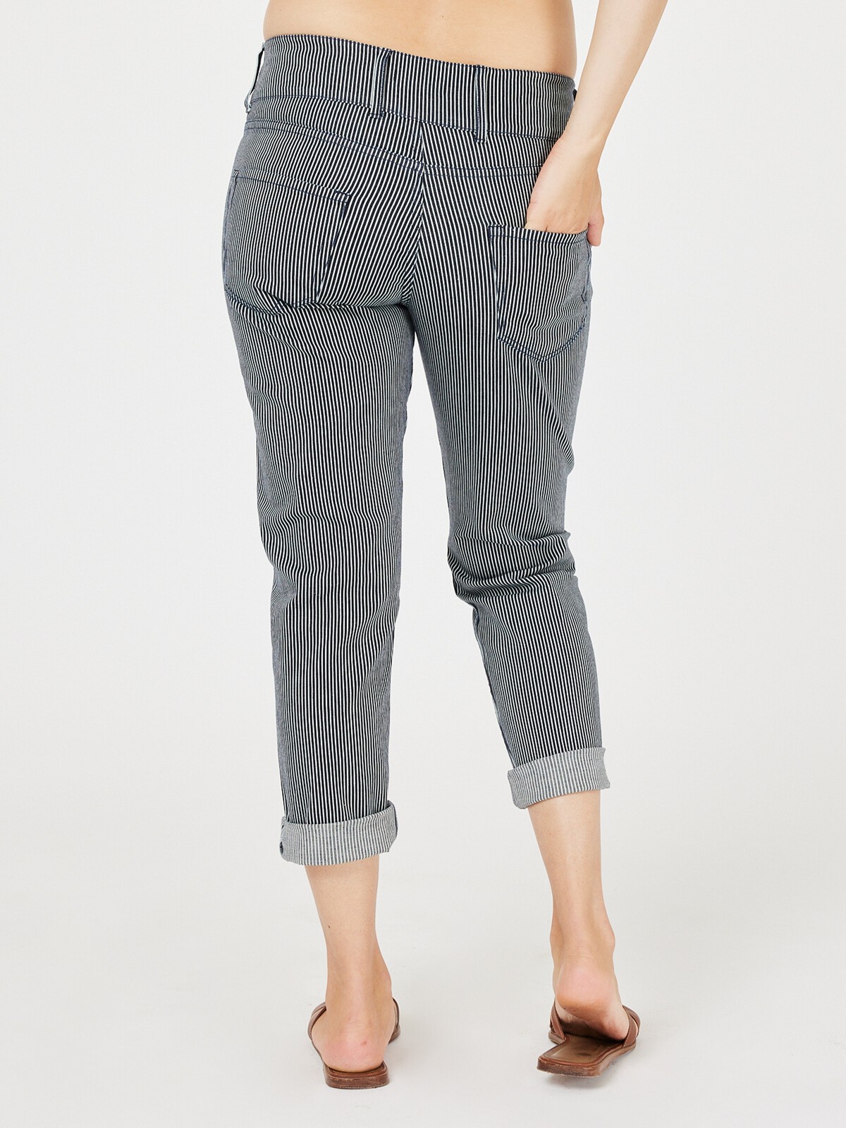 stripe maternity trousers - navy white