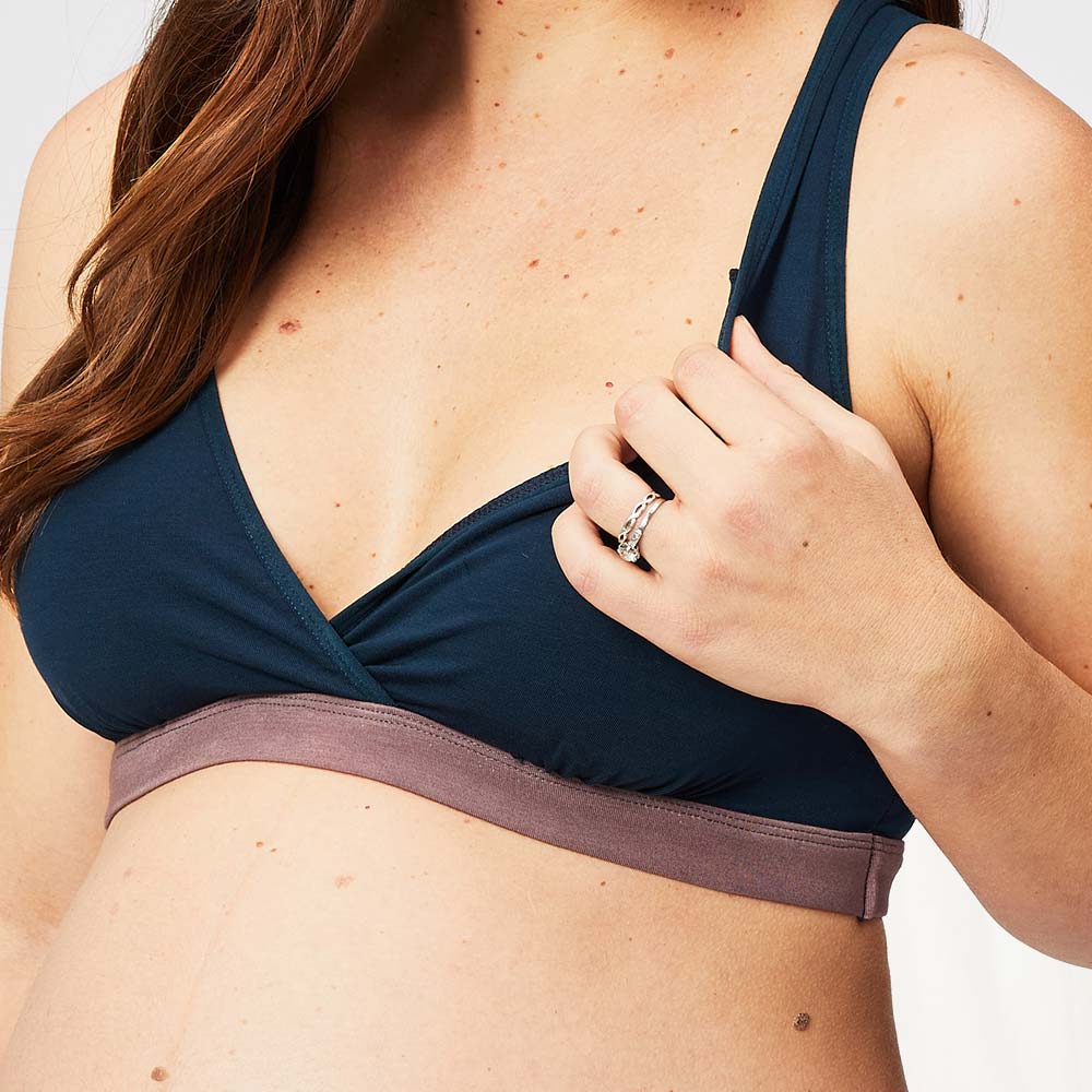 Pull aside cups for easy, comfortable feeding.