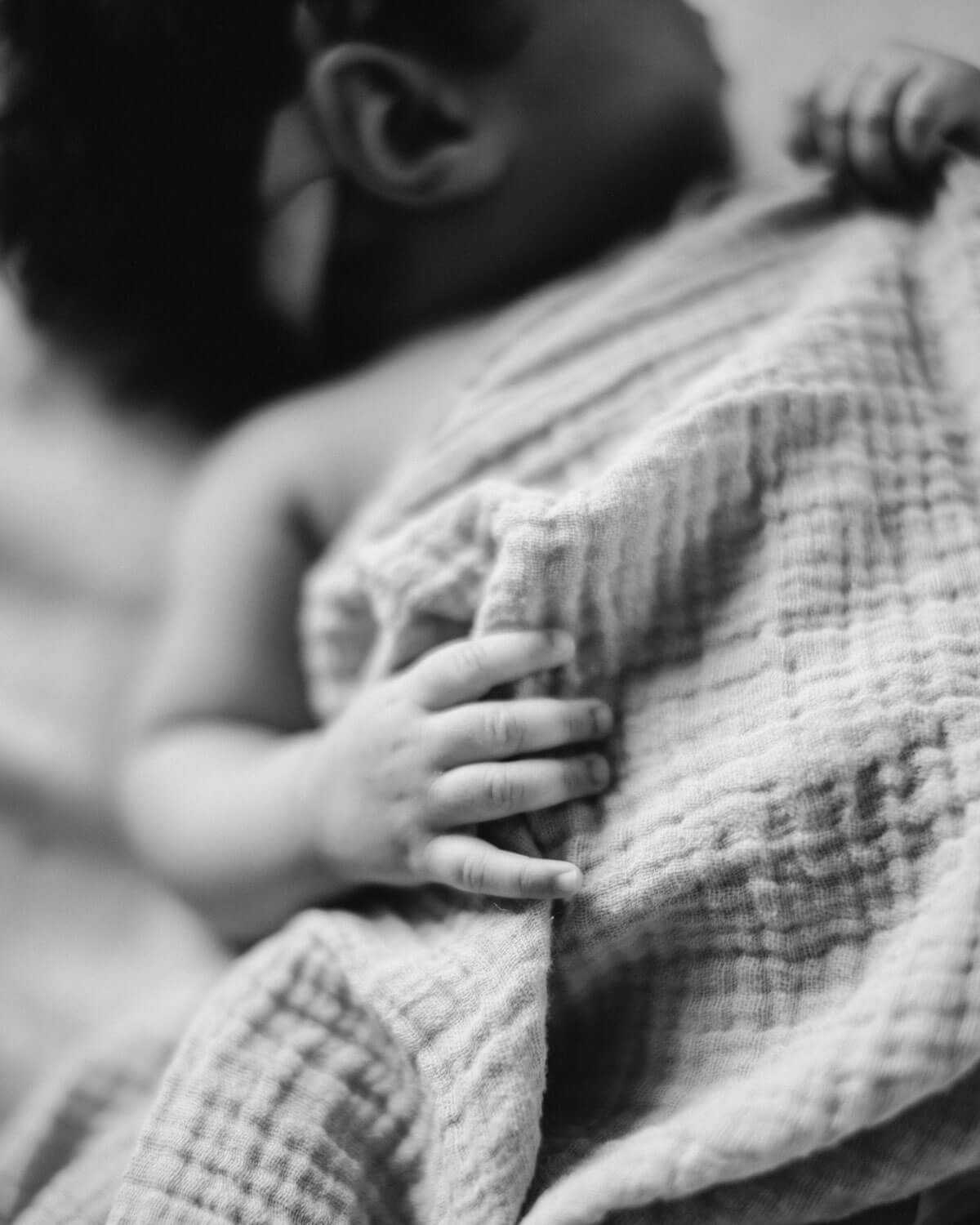 baby sleeping - black and close up