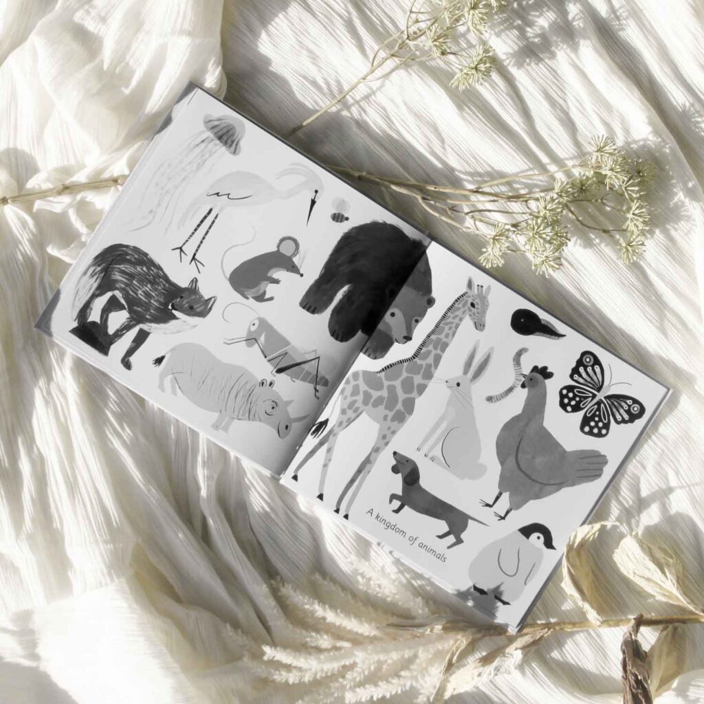 black and white book