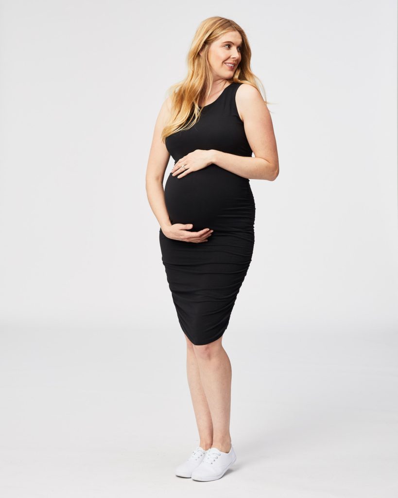 bodycon sleeveless maternity dress black