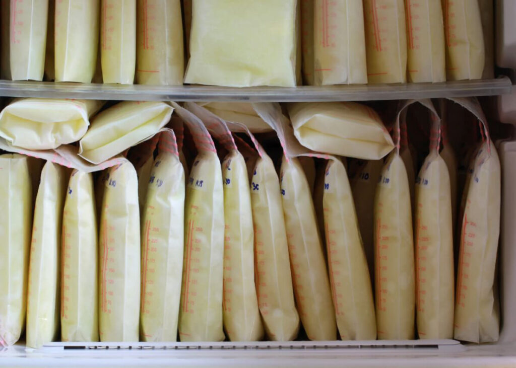 stock of breastmilk in the freezer