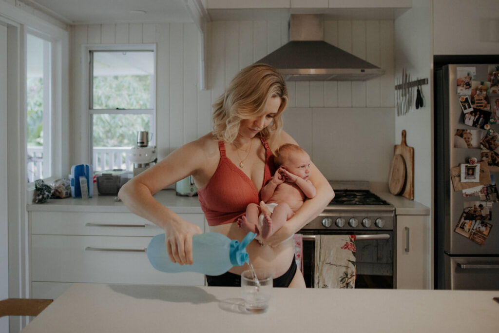 mother drinking water