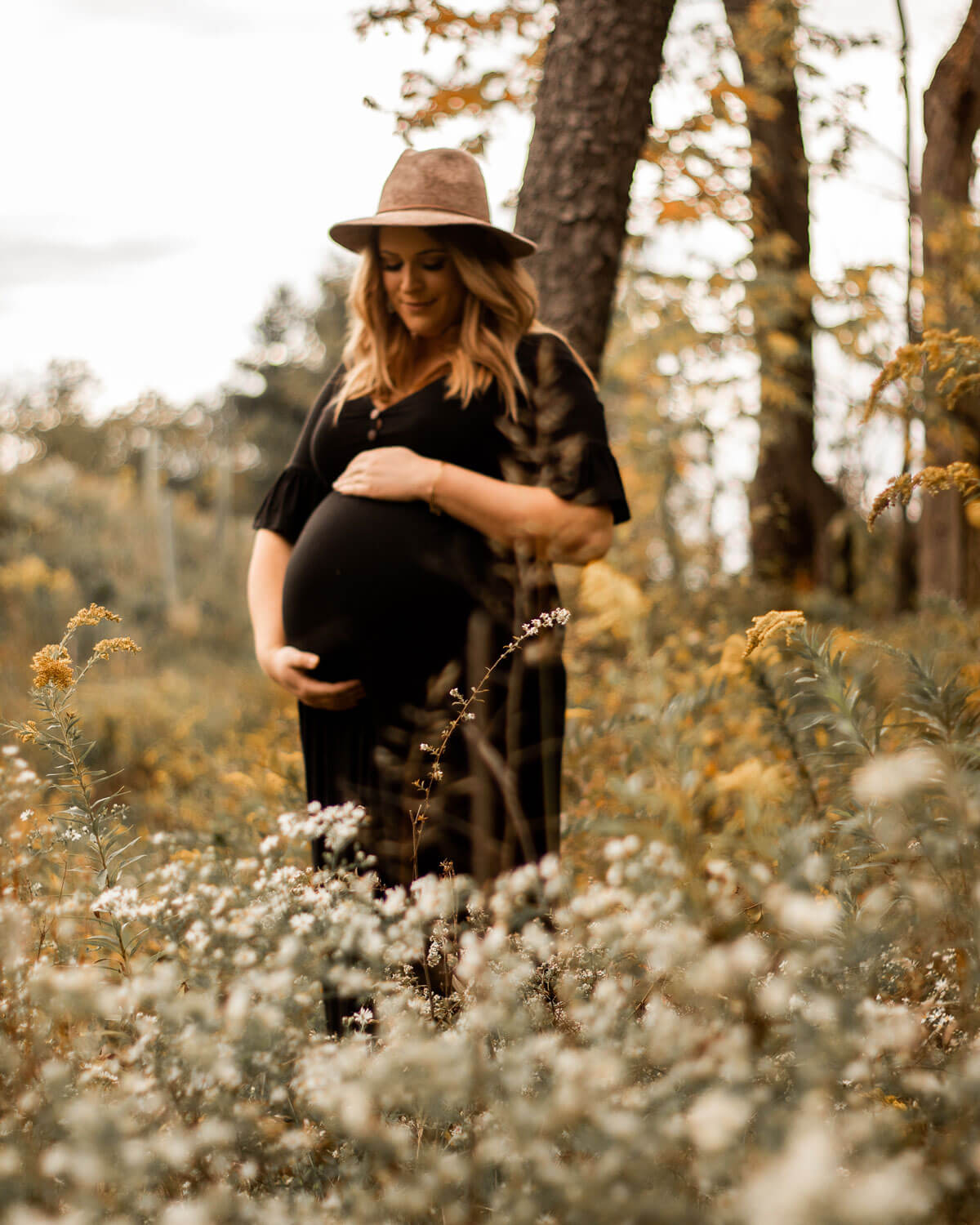 pregnant woman in the field