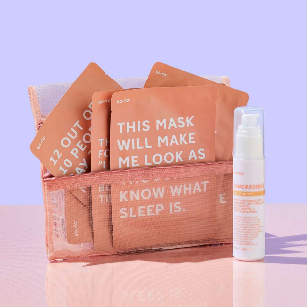 sheet masks in mesh bag